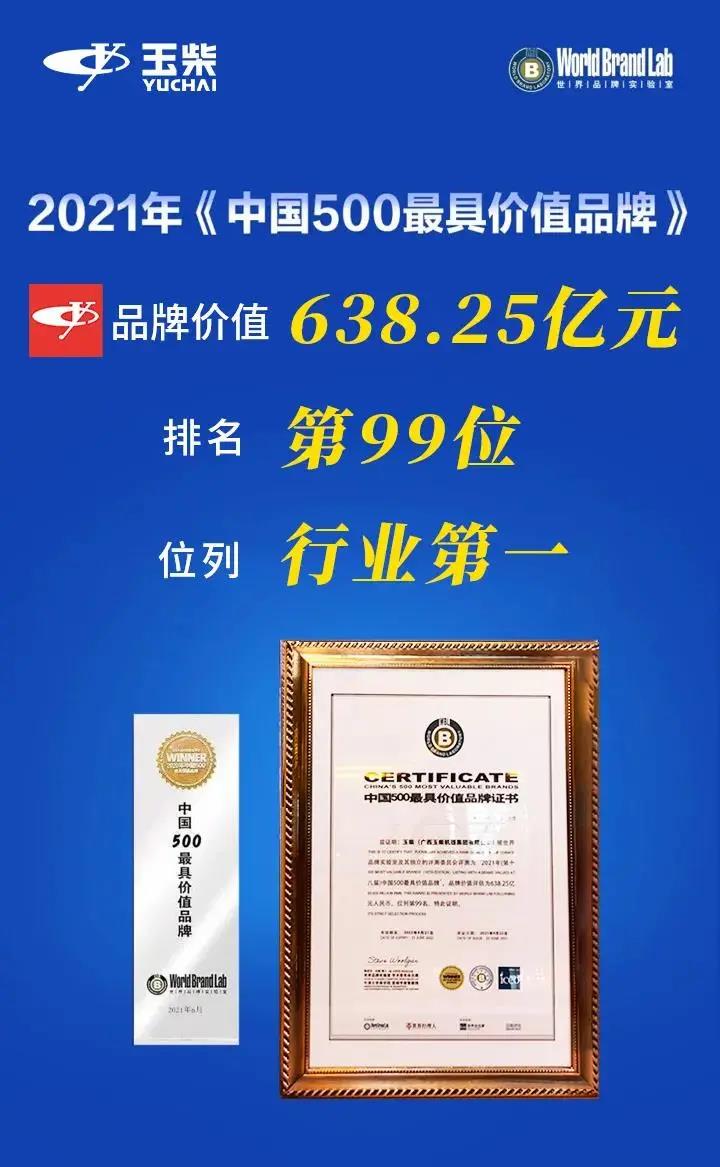玉柴品牌價值再攀升